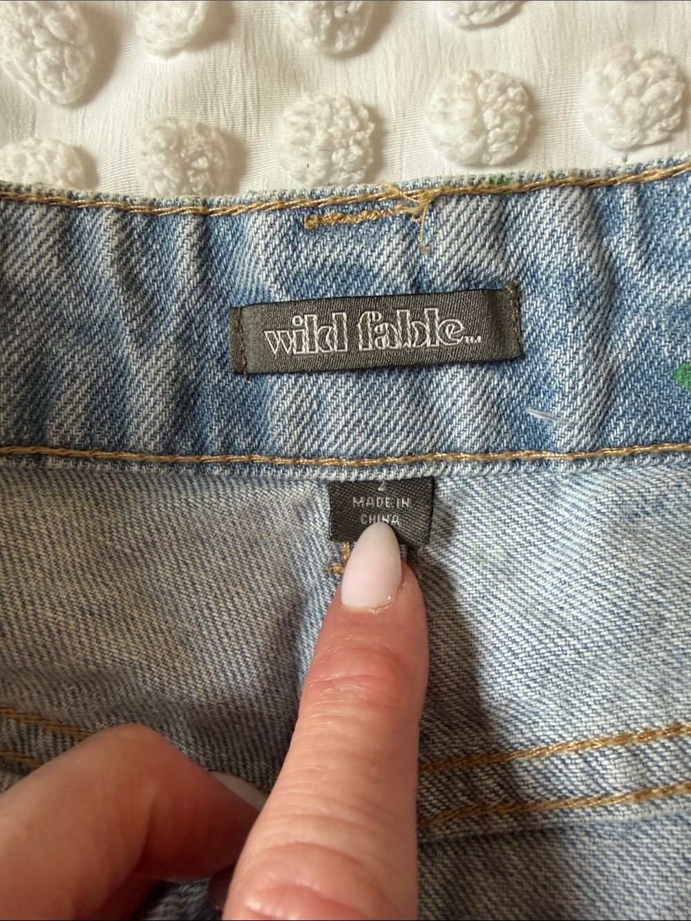 wild fable Floral Light Blue Denim Shorts with Pink Roses - Picture 2 of 3